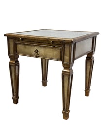 Quality Theodore Alexander Eglomise Side Table w/ Drawer & Tray