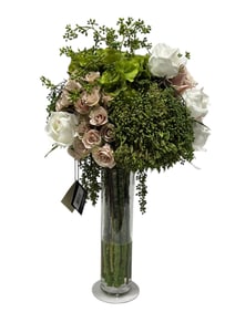 Allstate Floral "Hydrangea & Rose" Mixed in Glass Vase