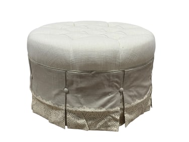 Eastern Accents Ledger White Round Ottoman