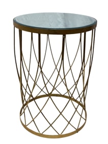 GJ Styles Gold "Lille" Round Side Table w/ Antique Mirror Top