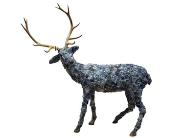 Arts & Crafts Denim Jeans Deer Sculpture