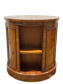 Revolving Cylinder Burl Walnut Bookcase/Side Table