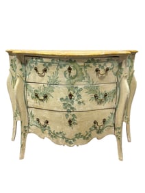 Hand Painted French Bombe Style 3 Drawer Chest