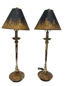 Pair of Park Hill Dudley Buffet Distressed Metal Lamps