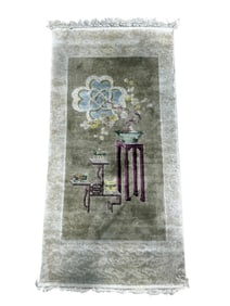 Hand Knotted Chinese Art Deco Silk Pile Rug