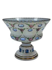 Bohemian Cut-To-Blue Pedestal Bowl