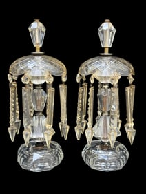 Pair of Antique Crystal Mantel Lusters