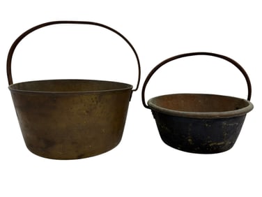 (2) Antique Buckets w/ Forged Iron Handles