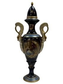 Vintage Royal Vienna Austria Swan Handled Urn