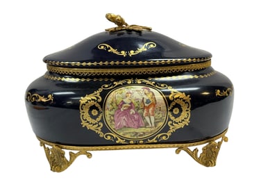 Cobalt Blue Limoges "Mignon Décor" Box