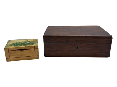 Lot of 2 Early Bank Boxes