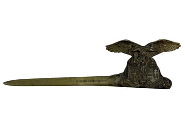 Vintage Brass German Eagle & Crest Letter Opener