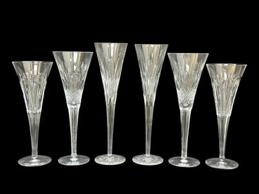 3 Pairs of Waterford Crystal Champagne Glasses