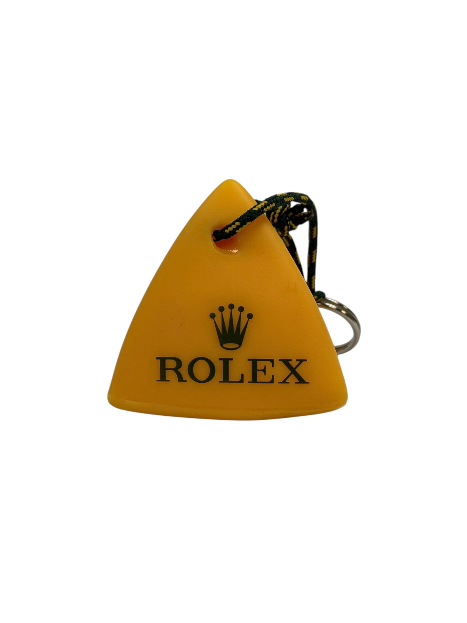Yellow Rolex Sailing Buoy Floating Keychain: Yellow Rolex Sailing Buoy Floating Keychain. Measures 2.25" H x 2.25" W x 2.25" D. In good condition.
