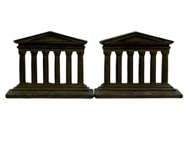 Pair of Cast Metal Greek Temple Bookends