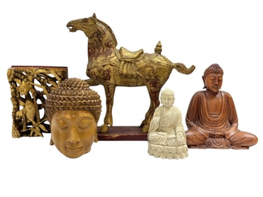 Group of 5 Carved Wood Pieces