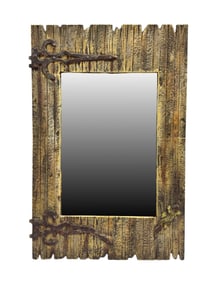 19th C. Victorian Cold Painted Faux Bois Mirror