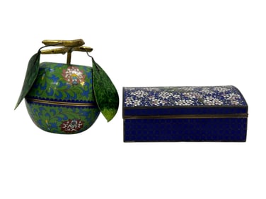 (2) Early Cloisonne Trinket Boxes