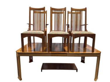 Stickley Arts & Crafts Mission Style Table & 6 Chairs