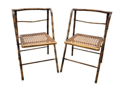 Pair of Italian Faux Bamboo Folding Chairs