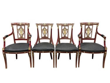 (4) Design Toscano British Colonial Painted Chairs
