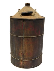 Early 20th C. Wood Veneer Kerosene Can