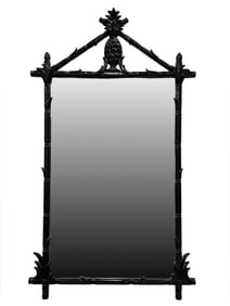 Faux Bamboo Italian Wood Mirror w/ Pineapple Motif