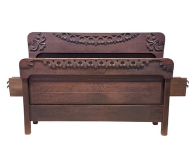 Antique Wood Carved Full Size Bed