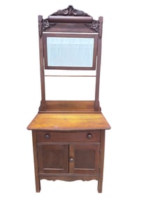 Antique Oak Washstand w/ Swivel Mirror