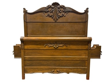 Antique Oak Full Size Bed w/ Rails