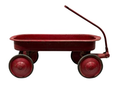Mid Century Red Metal Wagon