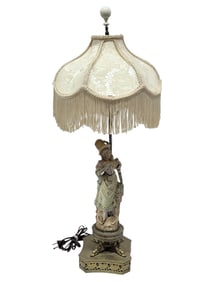 Hand Painted Bisque Victorian Era Figurine Lamp