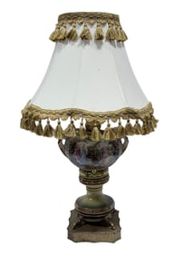 Vintage Hand Painted Porcelain Urn Lamp