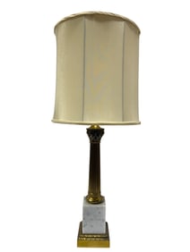 Brass & Marble Column Table Lamp