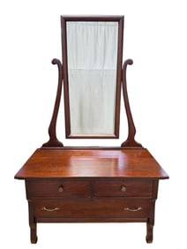 Antique Tiger Oak Chest w/ Mirror Back