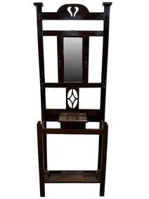 Antique Mahogany Hall Tree w/ Mirror