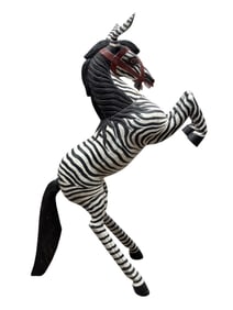 Hand Painted Wood Carved Zebra Statue