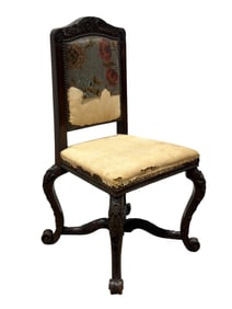 Early 19th C. Italian Carved Wood Side Chair