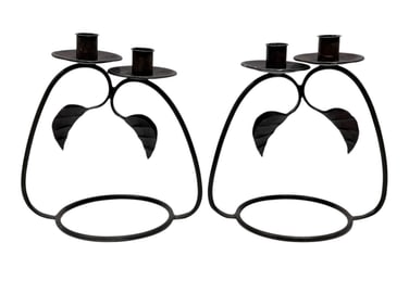 Pair of Wrought Iron Candle Holders