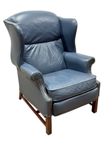 Barca Lounger Navy Leather Wingback Recliner