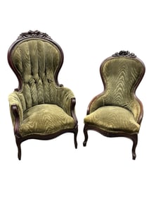 (2) Victorian Mahogany Parlor Chairs