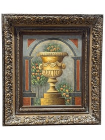 Signed Oil on Canvas Still Life Floral Urn Painting