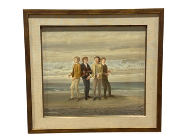 Signed Claude William Harrison 1963 Oil on Board "The Sand Singers" Painting