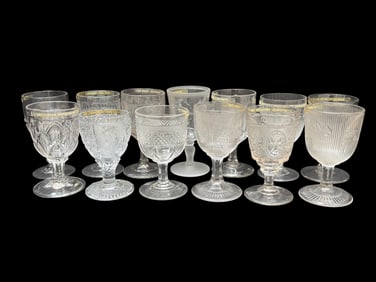 (13) Assorted American Pattern Glass Goblets