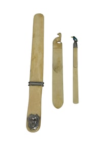 (3) Bone & Sterling Mounted Letter Openers/Page Turners