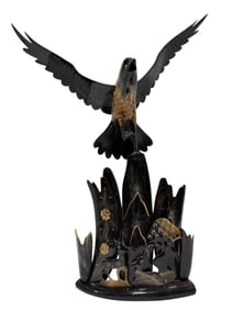 Handcrafted Carved Buffalo Horn Eagle Sculpture