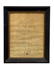 19th C. Framed Family Tree in Pen/Ink