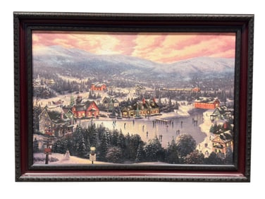 Thomas Kinkade Studios "Sunset on Snowflake Lake" Giclee on Canvas