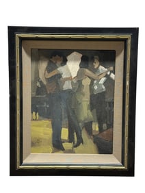 Signed Alio Oil on Board Painting of Dancers