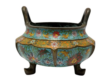 18th C. Chinese Cloisonne Qianlong Enamel Censer